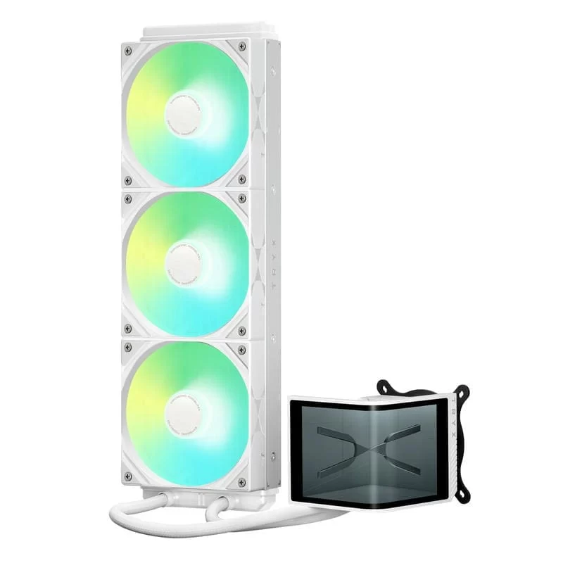TRYX PANORAMA SE ARGB 360 WHITE AIO Liquid CPU Cooler - 6.5inch curved screen, 360mm radiator, Asetek Adela pump, 3x ARGB Gen2 Fans 4 TRYX PANORAMA SE ARGB 360 WHITE AIO Liquid CPU Cooler - 6.5inch curved screen, 360mm radiator, Asetek Adela pump, 3x ARGB Gen2 Fans - Ảnh 4