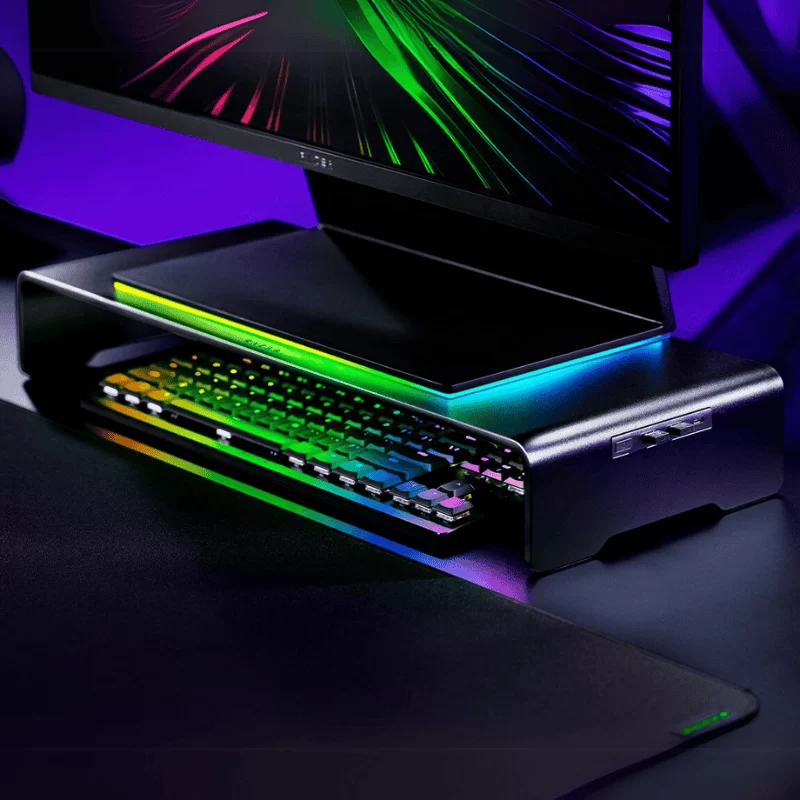 Razer Monitor Stand Chroma - Aluminum, 4-Port USB Hub 4 Razer Monitor Stand Chroma - Aluminum, 4-Port USB Hub - Ảnh 4