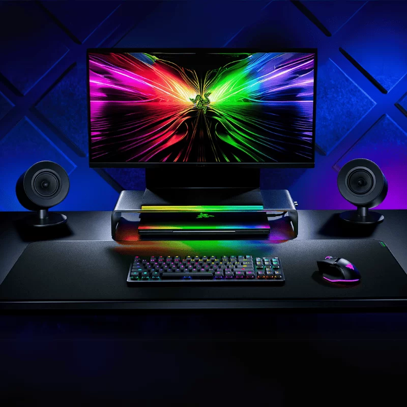 Razer Monitor Stand Chroma - Aluminum, 4-Port USB Hub 5 Razer Monitor Stand Chroma - Aluminum, 4-Port USB Hub - Ảnh 5