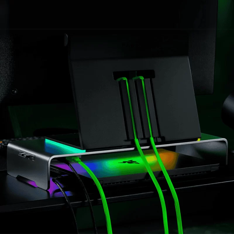 Razer Monitor Stand Chroma - Aluminum, 4-Port USB Hub 6 Razer Monitor Stand Chroma - Aluminum, 4-Port USB Hub - Ảnh 6