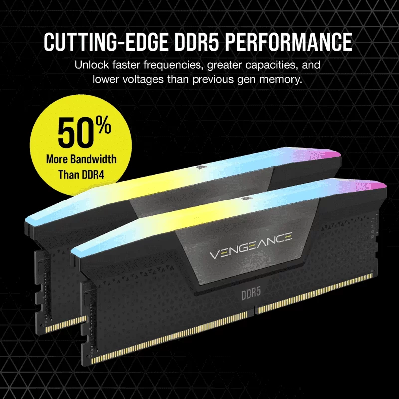 CORSAIR Vengeance RGB 48GB Memory Kit - Black, 48GB (2x24GB) DDR5, 5600MHz, CL40 DDR5 (CMH48GX5M2B5600C40) 10 CORSAIR Vengeance RGB 48GB Memory Kit - Black, 48GB (2x24GB) DDR5, 5600MHz, CL40 DDR5 (CMH48GX5M2B5600C40) - Ảnh 10