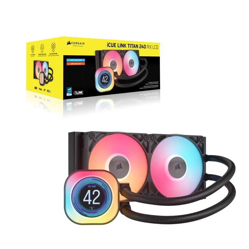 CORSAIR iCUE LINK TITAN 240 RX LCD AIO Liquid CPU Cooler (CW-9061022-WW) - Black, 240mm radiator, 2.1" (480x480) IPS Dispaly, iCUE LINK System Hub included 2 CORSAIR iCUE LINK TITAN 240 RX LCD AIO Liquid CPU Cooler (CW-9061022-WW) - Black, 240mm radiator, 2.1" (480x480) IPS Dispaly, iCUE LINK System Hub included - Ảnh 2