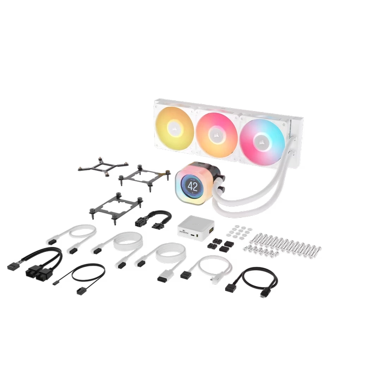 CORSAIR iCUE LINK TITAN 360 RX LCD AIO Liquid CPU Cooler (CW-9061026-WW) - White, 360mm radiator, 2.1" (480x480) IPS Dispaly, iCUE LINK System Hub included 4 CORSAIR iCUE LINK TITAN 360 RX LCD AIO Liquid CPU Cooler (CW-9061026-WW) - White, 360mm radiator, 2.1" (480x480) IPS Dispaly, iCUE LINK System Hub included - Ảnh 4