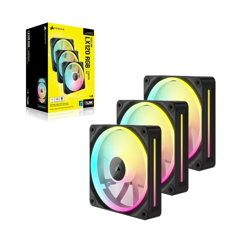 CORSAIR iCUE LINK LX120 RGB Black 120mm PWM Fans Starter Kit Fans - 120mm 2400RPM Static Pressure RGB Fan 5 CORSAIR iCUE LINK LX120 RGB Black 120mm PWM Fans Starter Kit Fans - 120mm 2400RPM Static Pressure RGB Fan - Ảnh 5
