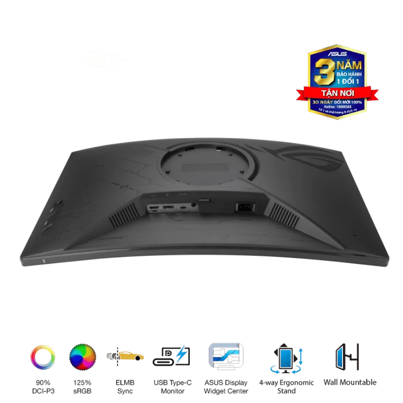 ASUS ROG Strix XG27WCS Gaming Monitor - 27 inch, 2K QHD(2560x1440) Curved, Fast VA 180Hz, 1ms (GTG), USB Type-C 8 ASUS ROG Strix XG27WCS Gaming Monitor - 27 inch, 2K QHD(2560x1440) Curved, Fast VA 180Hz, 1ms (GTG), USB Type-C - Ảnh 8