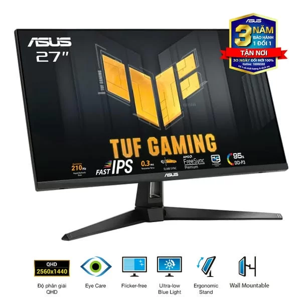 ASUS TUF VG27AQ5A Gaming Monitor - 27 inch, QHD (2560x1440) 210Hz (OC), Fast IPS, ELMB SYNC, 0,3ms GTG,Stereo speaker 5 ASUS TUF VG27AQ5A Gaming Monitor - 27 inch, QHD (2560x1440) 210Hz (OC), Fast IPS, ELMB SYNC, 0,3ms GTG,Stereo speaker - Ảnh 5