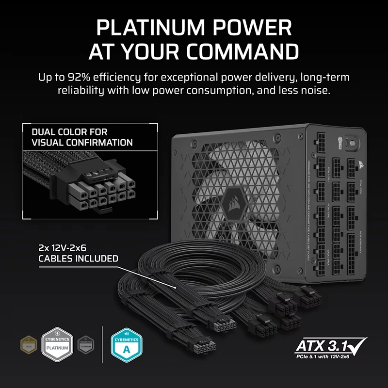 CORSAIR HX Series HX1200i ATX 3.1 PCIe 5.1 (2025) Fully Modular PSU - Dual 12V‑2×6 (GPU), 1200 Watt, 80 plus Platinum, Low-Noise 10 CORSAIR HX Series HX1200i ATX 3.1 PCIe 5.1 (2025) Fully Modular PSU - Dual 12V‑2×6 (GPU), 1200 Watt, 80 plus Platinum, Low-Noise - Ảnh 10