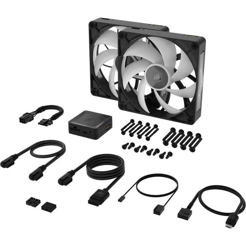 CORSAIR iCUE LINK RX140 MAX RGB Black 140mm PWM Thick Fans Starter Kit Fans - 2x 140mm PWM Fan, iCUE LINK System Hub included 3 CORSAIR iCUE LINK RX140 MAX RGB Black 140mm PWM Thick Fans Starter Kit Fans - 2x 140mm PWM Fan, iCUE LINK System Hub included - Ảnh 3