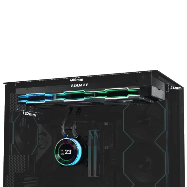 Lian Li Hydroshift II LCD-C 360TL Black AIO Liquid CPU Cooler - 3 x UNI FAN TL Wireless, 2.1 inch IPS 480×480 res LCD Screen 4 Lian Li Hydroshift II LCD-C 360TL Black AIO Liquid CPU Cooler - 3 x UNI FAN TL Wireless, 2.1 inch IPS 480×480 res LCD Screen - Ảnh 4