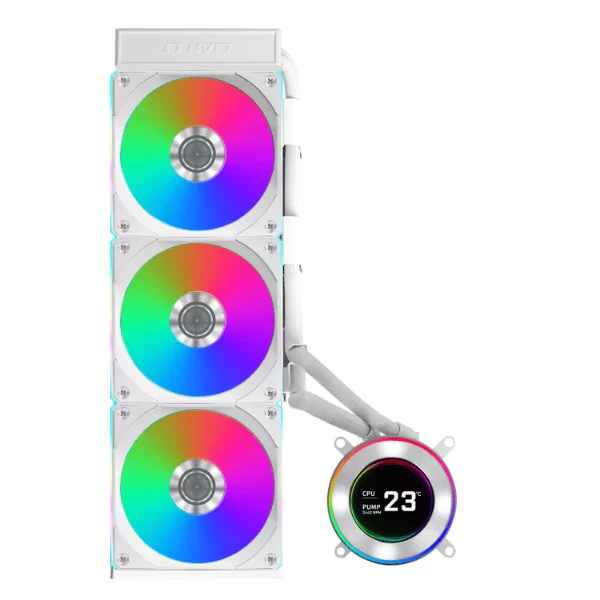 Lian Li Hydroshift II LCD-C 360CL White AIO Liquid CPU Cooler - 3 x UNI FAN CL Wireless, 2.1 inch IPS 480×480 res LCD Screen 2 Lian Li Hydroshift II LCD-C 360CL White AIO Liquid CPU Cooler - 3 x UNI FAN CL Wireless, 2.1 inch IPS 480×480 res LCD Screen - Ảnh 2