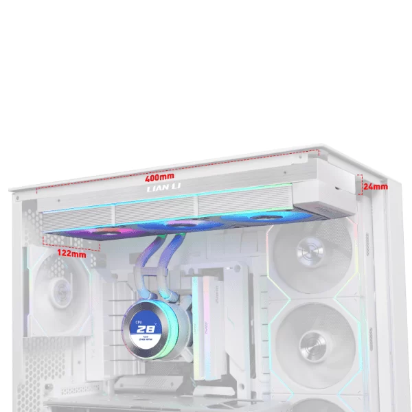 Lian Li Hydroshift II LCD-C 360CL White AIO Liquid CPU Cooler - 3 x UNI FAN CL Wireless, 2.1 inch IPS 480×480 res LCD Screen 3 Lian Li Hydroshift II LCD-C 360CL White AIO Liquid CPU Cooler - 3 x UNI FAN CL Wireless, 2.1 inch IPS 480×480 res LCD Screen - Ảnh 3