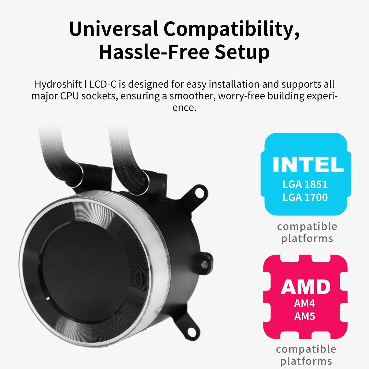 Lian Li Hydroshift II LCD-C 360CL White AIO Liquid CPU Cooler - 3 x UNI FAN CL Wireless, 2.1 inch IPS 480×480 res LCD Screen 5 Lian Li Hydroshift II LCD-C 360CL White AIO Liquid CPU Cooler - 3 x UNI FAN CL Wireless, 2.1 inch IPS 480×480 res LCD Screen - Ảnh 5