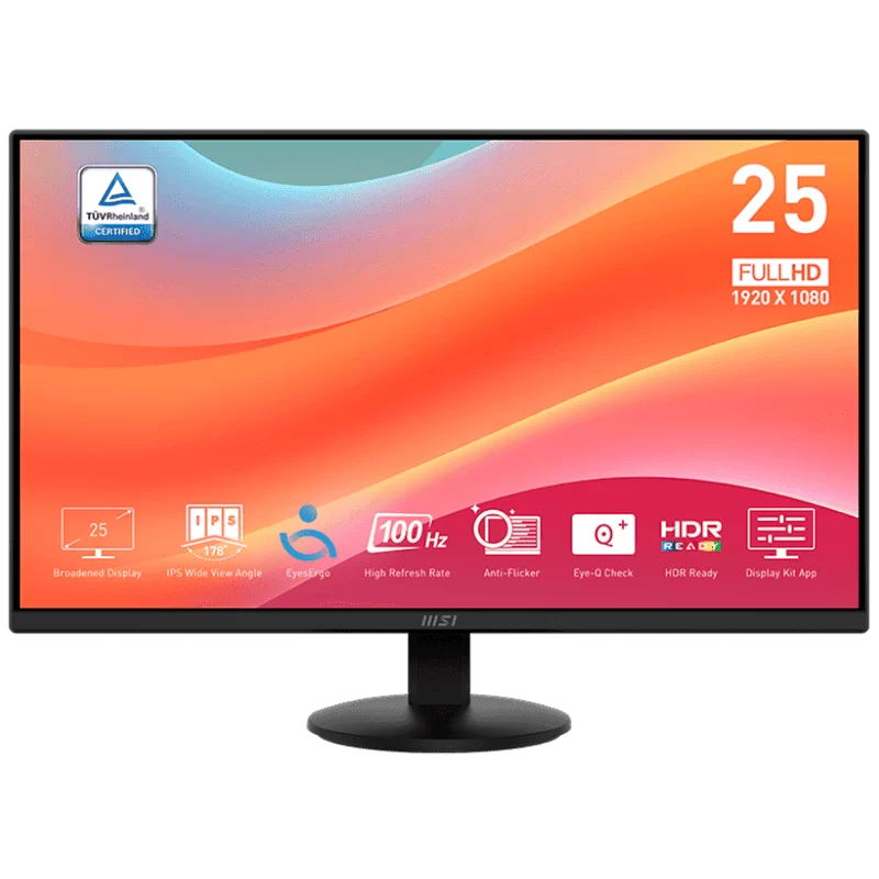 MSI PRO MP252L Monitor - 24.5 inch, Full HD (1920x1080), 100Hz, HDMI, Display Port 1 MSI PRO MP252L Monitor - 24.5 inch, Full HD (1920x1080), 100Hz, HDMI, Display Port