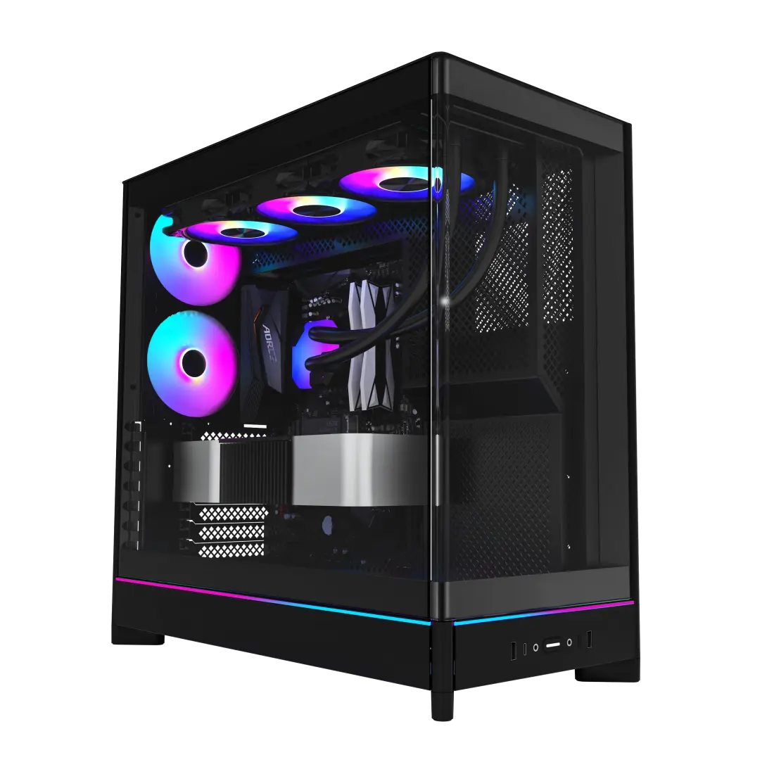 Montech HS02 Pro Tempered Glass Front Panel ATX Case - 5x GF120 V2 ARGB fans included 1 Montech HS02 Pro Tempered Glass Front Panel ATX Case - 5x GF120 V2 ARGB fans included