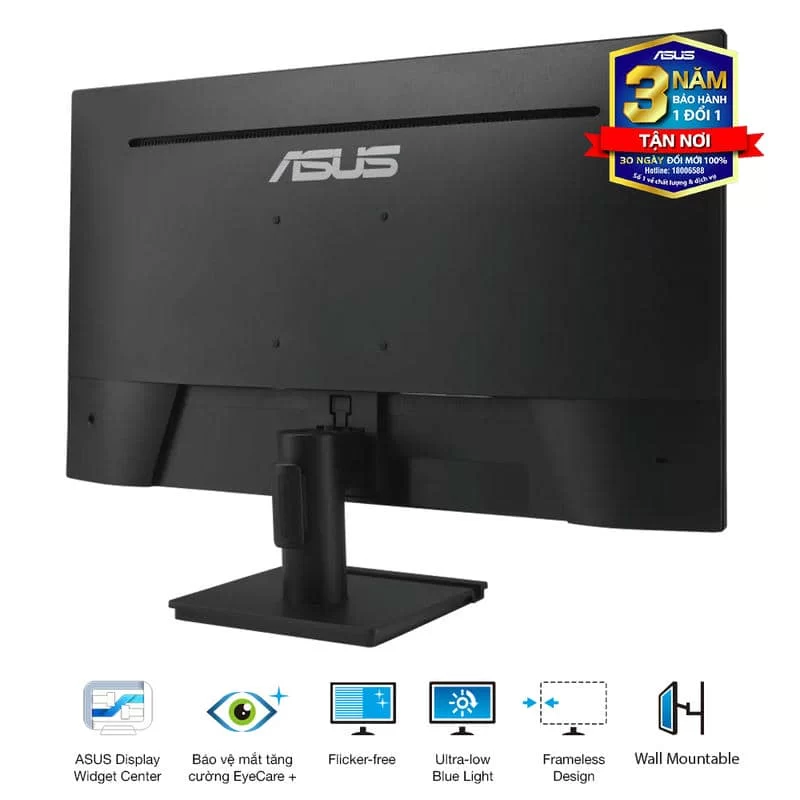 ASUS VA27AQ Eye Care Monitor - 27 inch, IPS QHD (2560 x 1440) Frameless, 75Hz, D-Sub (VGA) + DisplayPort + HDMI 7 ASUS VA27AQ Eye Care Monitor - 27 inch, IPS QHD (2560 x 1440) Frameless, 75Hz, D-Sub (VGA) + DisplayPort + HDMI - Ảnh 7