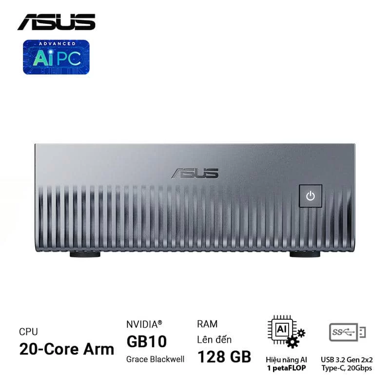 ASUS Ascent GX10 GX10-GG0012BN Desktop AI supercomputer - 1TB NVMe PCIe 4.0 SSD, ARM v9.2-A, GB10 Grace Blackwell GPU, 1 petaFLOP, 128 GB LPDDR5x, Wi-Fi 7 (Gig+), BT5.0 2 ASUS Ascent GX10 GX10-GG0012BN Desktop AI supercomputer - 1TB NVMe PCIe 4.0 SSD, ARM v9.2-A, GB10 Grace Blackwell GPU, 1 petaFLOP, 128 GB LPDDR5x, Wi-Fi 7 (Gig+), BT5.0 - Ảnh 2
