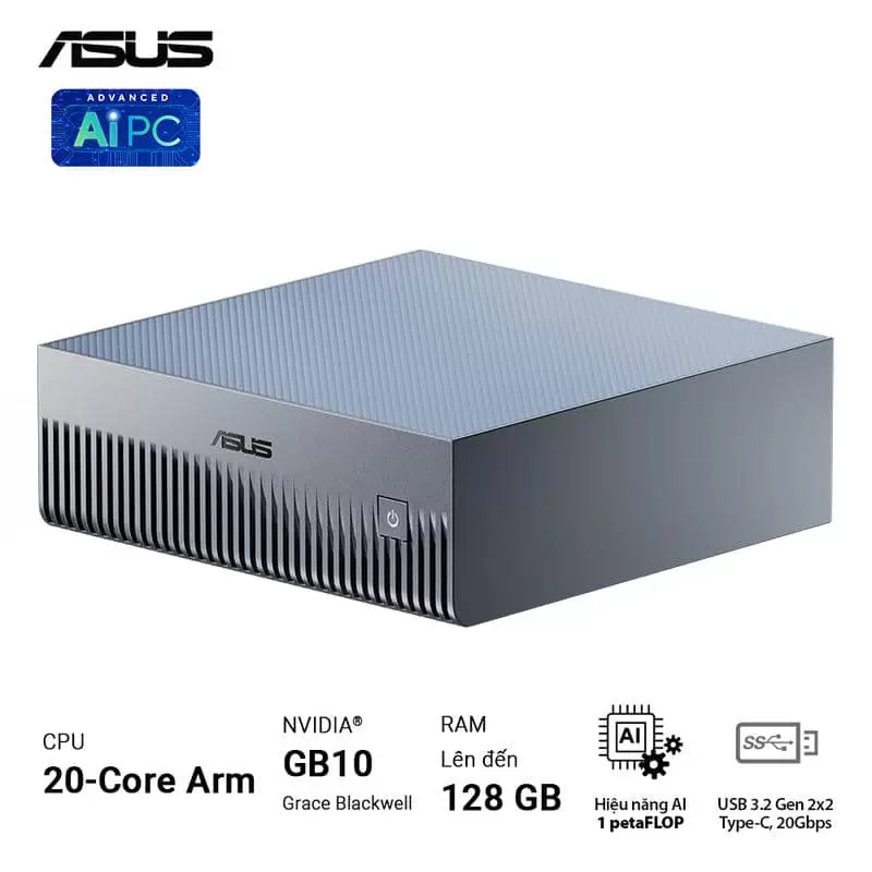 ASUS Ascent GX10 GX10-GG0012BN Desktop AI supercomputer - 1TB NVMe PCIe 4.0 SSD, ARM v9.2-A, GB10 Grace Blackwell GPU, 1 petaFLOP, 128 GB LPDDR5x, Wi-Fi 7 (Gig+), BT5.0 4 ASUS Ascent GX10 GX10-GG0012BN Desktop AI supercomputer - 1TB NVMe PCIe 4.0 SSD, ARM v9.2-A, GB10 Grace Blackwell GPU, 1 petaFLOP, 128 GB LPDDR5x, Wi-Fi 7 (Gig+), BT5.0 - Ảnh 4