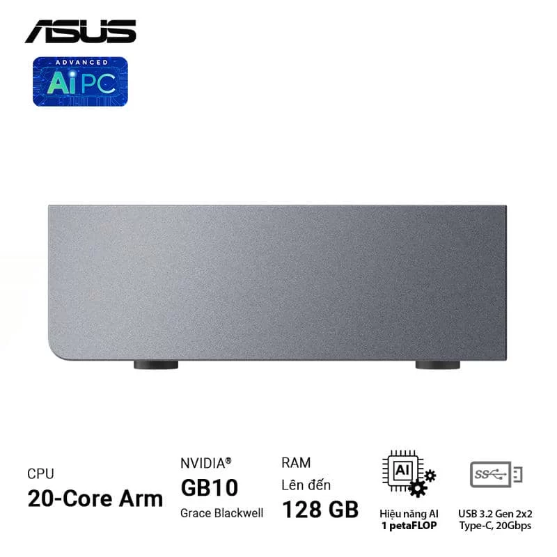 ASUS Ascent GX10 GX10-GG0012BN Desktop AI supercomputer - 1TB NVMe PCIe 4.0 SSD, ARM v9.2-A, GB10 Grace Blackwell GPU, 1 petaFLOP, 128 GB LPDDR5x, Wi-Fi 7 (Gig+), BT5.0 8 ASUS Ascent GX10 GX10-GG0012BN Desktop AI supercomputer - 1TB NVMe PCIe 4.0 SSD, ARM v9.2-A, GB10 Grace Blackwell GPU, 1 petaFLOP, 128 GB LPDDR5x, Wi-Fi 7 (Gig+), BT5.0 - Ảnh 8