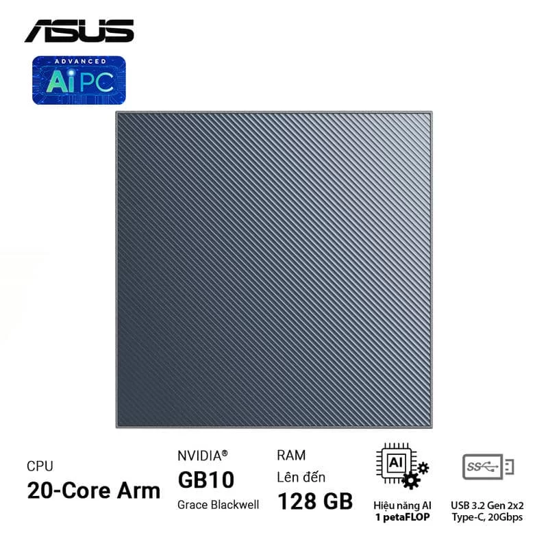 ASUS Ascent GX10 GX10-GG0012BN Desktop AI supercomputer - 1TB NVMe PCIe 4.0 SSD, ARM v9.2-A, GB10 Grace Blackwell GPU, 1 petaFLOP, 128 GB LPDDR5x, Wi-Fi 7 (Gig+), BT5.0 9 ASUS Ascent GX10 GX10-GG0012BN Desktop AI supercomputer - 1TB NVMe PCIe 4.0 SSD, ARM v9.2-A, GB10 Grace Blackwell GPU, 1 petaFLOP, 128 GB LPDDR5x, Wi-Fi 7 (Gig+), BT5.0 - Ảnh 9