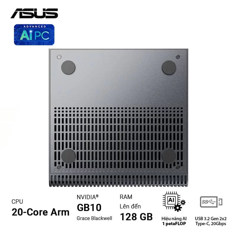 ASUS Ascent GX10 GX10-GG0012BN Desktop AI supercomputer - 1TB NVMe PCIe 4.0 SSD, ARM v9.2-A, GB10 Grace Blackwell GPU, 1 petaFLOP, 128 GB LPDDR5x, Wi-Fi 7 (Gig+), BT5.0 10 ASUS Ascent GX10 GX10-GG0012BN Desktop AI supercomputer - 1TB NVMe PCIe 4.0 SSD, ARM v9.2-A, GB10 Grace Blackwell GPU, 1 petaFLOP, 128 GB LPDDR5x, Wi-Fi 7 (Gig+), BT5.0 - Ảnh 10