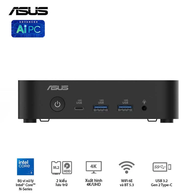 ASUS NUC 14 Essential (RNUC14MNK9700000) Desktop mini PC - Intel N97, Intel® UHD Graphics, DDR5-4800, 1x NVMe, 1x SATA, 1x HDMI, 1x DP, Wi-Fi 6E AX211, NoOS 3 ASUS NUC 14 Essential (RNUC14MNK9700000) Desktop mini PC - Intel N97, Intel® UHD Graphics, DDR5-4800, 1x NVMe, 1x SATA, 1x HDMI, 1x DP, Wi-Fi 6E AX211, NoOS - Ảnh 3