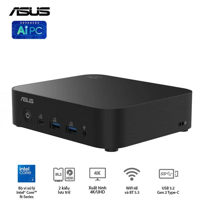 ASUS NUC 14 Essential (RNUC14MNK9700000) Desktop mini PC - Intel N97, Intel® UHD Graphics, DDR5-4800, 1x NVMe, 1x SATA, 1x HDMI, 1x DP, Wi-Fi 6E AX211, NoOS 4 ASUS NUC 14 Essential (RNUC14MNK9700000) Desktop mini PC - Intel N97, Intel® UHD Graphics, DDR5-4800, 1x NVMe, 1x SATA, 1x HDMI, 1x DP, Wi-Fi 6E AX211, NoOS - Ảnh 4