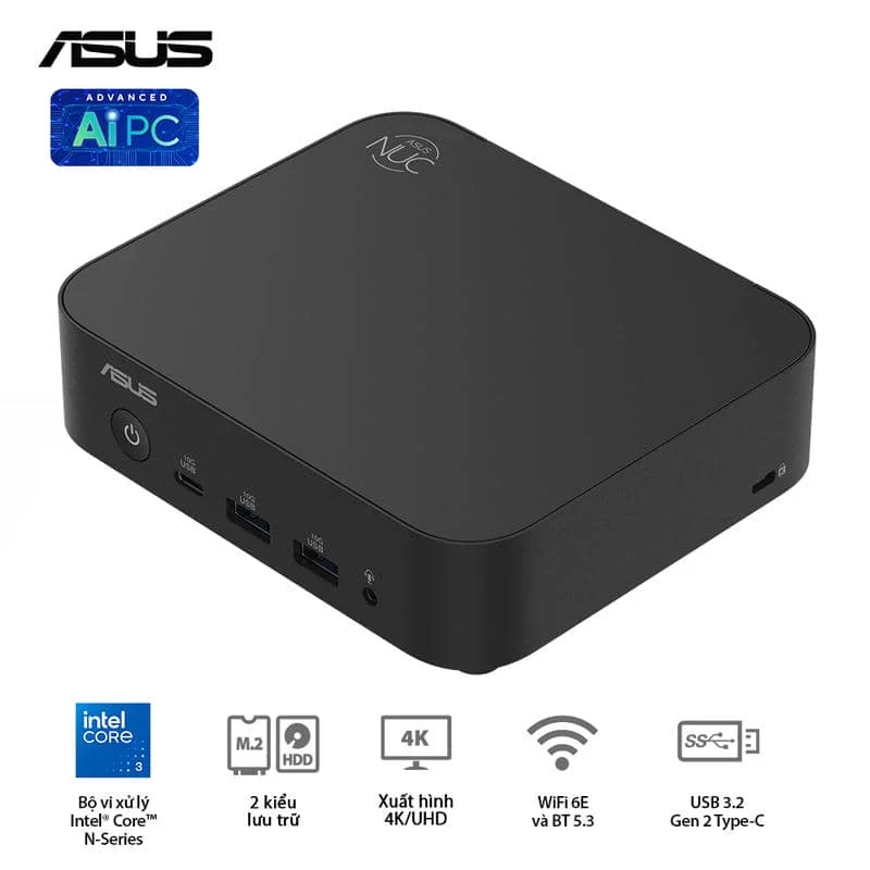 ASUS NUC 14 Essential (RNUC14MNK9700000) Desktop mini PC - Intel N97, Intel® UHD Graphics, DDR5-4800, 1x NVMe, 1x SATA, 1x HDMI, 1x DP, Wi-Fi 6E AX211, NoOS 5 ASUS NUC 14 Essential (RNUC14MNK9700000) Desktop mini PC - Intel N97, Intel® UHD Graphics, DDR5-4800, 1x NVMe, 1x SATA, 1x HDMI, 1x DP, Wi-Fi 6E AX211, NoOS - Ảnh 5