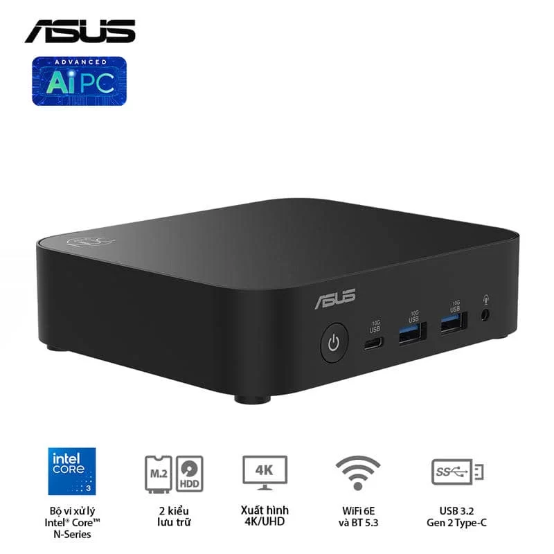 ASUS NUC 14 Essential (RNUC14MNK9700000) Desktop mini PC - Intel N97, Intel® UHD Graphics, DDR5-4800, 1x NVMe, 1x SATA, 1x HDMI, 1x DP, Wi-Fi 6E AX211, NoOS 6 ASUS NUC 14 Essential (RNUC14MNK9700000) Desktop mini PC - Intel N97, Intel® UHD Graphics, DDR5-4800, 1x NVMe, 1x SATA, 1x HDMI, 1x DP, Wi-Fi 6E AX211, NoOS - Ảnh 6
