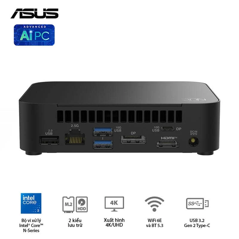 ASUS NUC 14 Essential (RNUC14MNK9700000) Desktop mini PC - Intel N97, Intel® UHD Graphics, DDR5-4800, 1x NVMe, 1x SATA, 1x HDMI, 1x DP, Wi-Fi 6E AX211, NoOS 8 ASUS NUC 14 Essential (RNUC14MNK9700000) Desktop mini PC - Intel N97, Intel® UHD Graphics, DDR5-4800, 1x NVMe, 1x SATA, 1x HDMI, 1x DP, Wi-Fi 6E AX211, NoOS - Ảnh 8