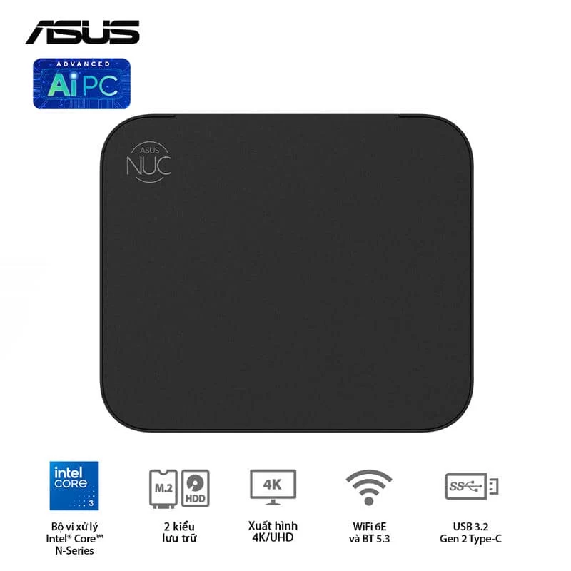 ASUS NUC 14 Essential (RNUC14MNK9700000) Desktop mini PC - Intel N97, Intel® UHD Graphics, DDR5-4800, 1x NVMe, 1x SATA, 1x HDMI, 1x DP, Wi-Fi 6E AX211, NoOS 10 ASUS NUC 14 Essential (RNUC14MNK9700000) Desktop mini PC - Intel N97, Intel® UHD Graphics, DDR5-4800, 1x NVMe, 1x SATA, 1x HDMI, 1x DP, Wi-Fi 6E AX211, NoOS - Ảnh 10