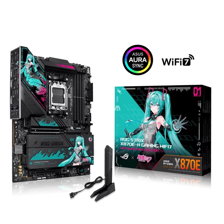 ASUS ROG STRIX X870E-H GAMING WIFI7 Hatsune Miku Edition Mainboard 1 ASUS ROG STRIX X870E-H GAMING WIFI7 Hatsune Miku Edition Mainboard