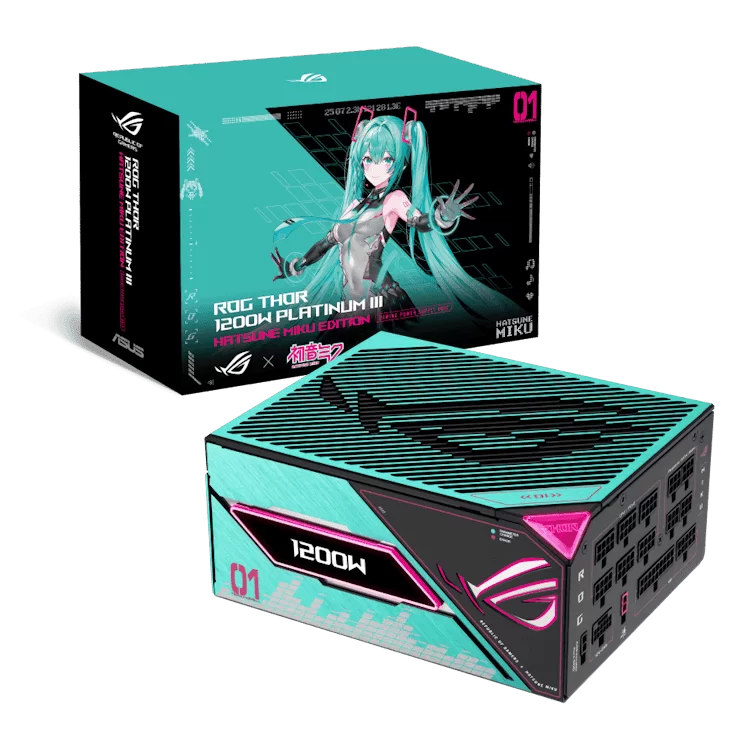 ASUS ROG Thor 1200W Platinum III Hatsune Miku Edition Gaming PSU - 1200W, ATX 3.1 compatible, magnetic OLED display, 80 Plus Platinum 1 ASUS ROG Thor 1200W Platinum III Hatsune Miku Edition Gaming PSU - 1200W, ATX 3.1 compatible, magnetic OLED display, 80 Plus Platinum