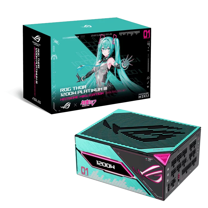 ASUS ROG Thor 1200W Platinum III Hatsune Miku Edition Gaming PSU - 1200W, ATX 3.1 compatible, magnetic OLED display, 80 Plus Platinum 13 ASUS ROG Thor 1200W Platinum III Hatsune Miku Edition Gaming PSU - 1200W, ATX 3.1 compatible, magnetic OLED display, 80 Plus Platinum - Ảnh 13