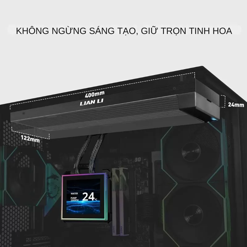 Lian Li HydroShift II LCD-S 360 Fanless Black AIO Liquid CPU Cooler - 3.4 inch IPS 480×480 LCD Screen 3 Lian Li HydroShift II LCD-S 360 Fanless Black AIO Liquid CPU Cooler - 3.4 inch IPS 480×480 LCD Screen - Ảnh 3