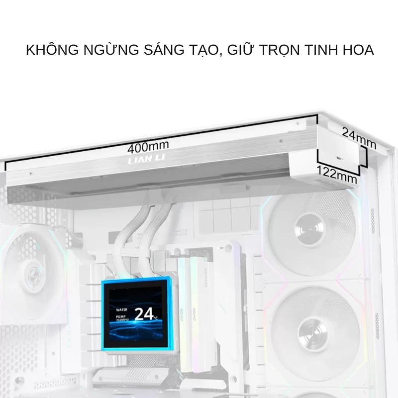Lian Li HydroShift II LCD-S 360TL White AIO Liquid CPU Cooler - 3 x UNI FAN TL Wireless, 3.4 inch IPS 480×480 LCD Screen 5 Lian Li HydroShift II LCD-S 360TL White AIO Liquid CPU Cooler - 3 x UNI FAN TL Wireless, 3.4 inch IPS 480×480 LCD Screen - Ảnh 5