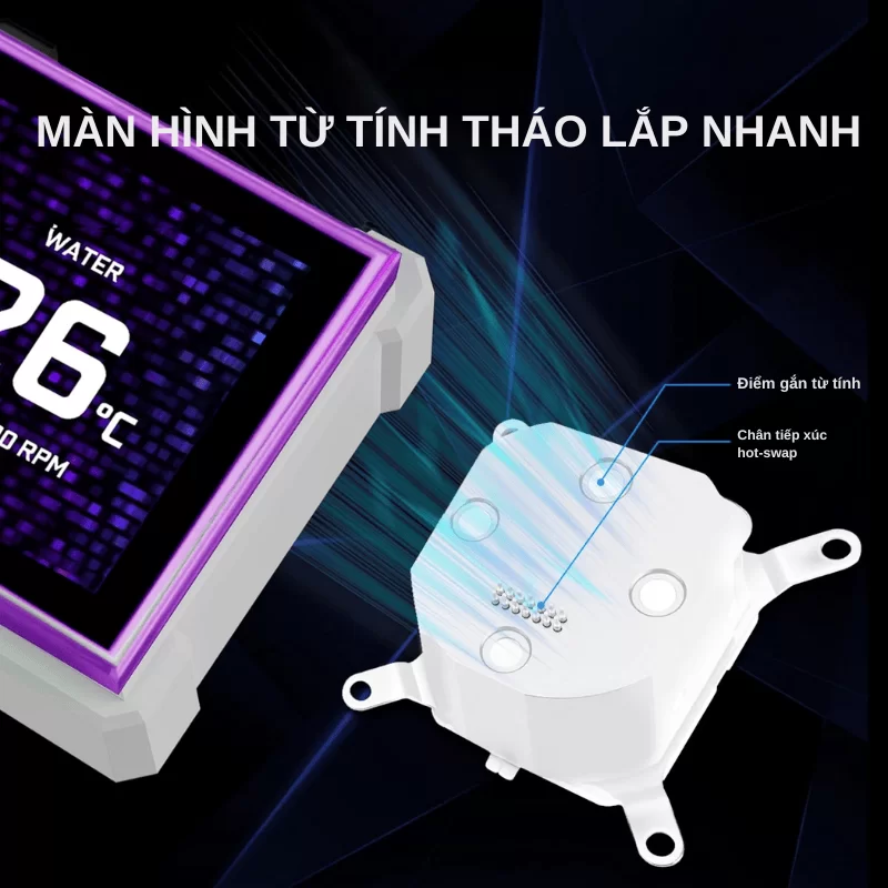 Lian Li HydroShift II LCD-S 360TL White AIO Liquid CPU Cooler - 3 x UNI FAN TL Wireless, 3.4 inch IPS 480×480 LCD Screen 7 Lian Li HydroShift II LCD-S 360TL White AIO Liquid CPU Cooler - 3 x UNI FAN TL Wireless, 3.4 inch IPS 480×480 LCD Screen - Ảnh 7