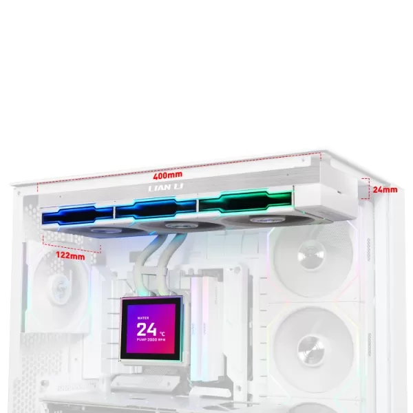 Lian Li HydroShift II LCD-S 360TL White AIO Liquid CPU Cooler - 3 x UNI FAN TL Wireless, 3.4 inch IPS 480×480 LCD Screen 4 Lian Li HydroShift II LCD-S 360TL White AIO Liquid CPU Cooler - 3 x UNI FAN TL Wireless, 3.4 inch IPS 480×480 LCD Screen - Ảnh 4