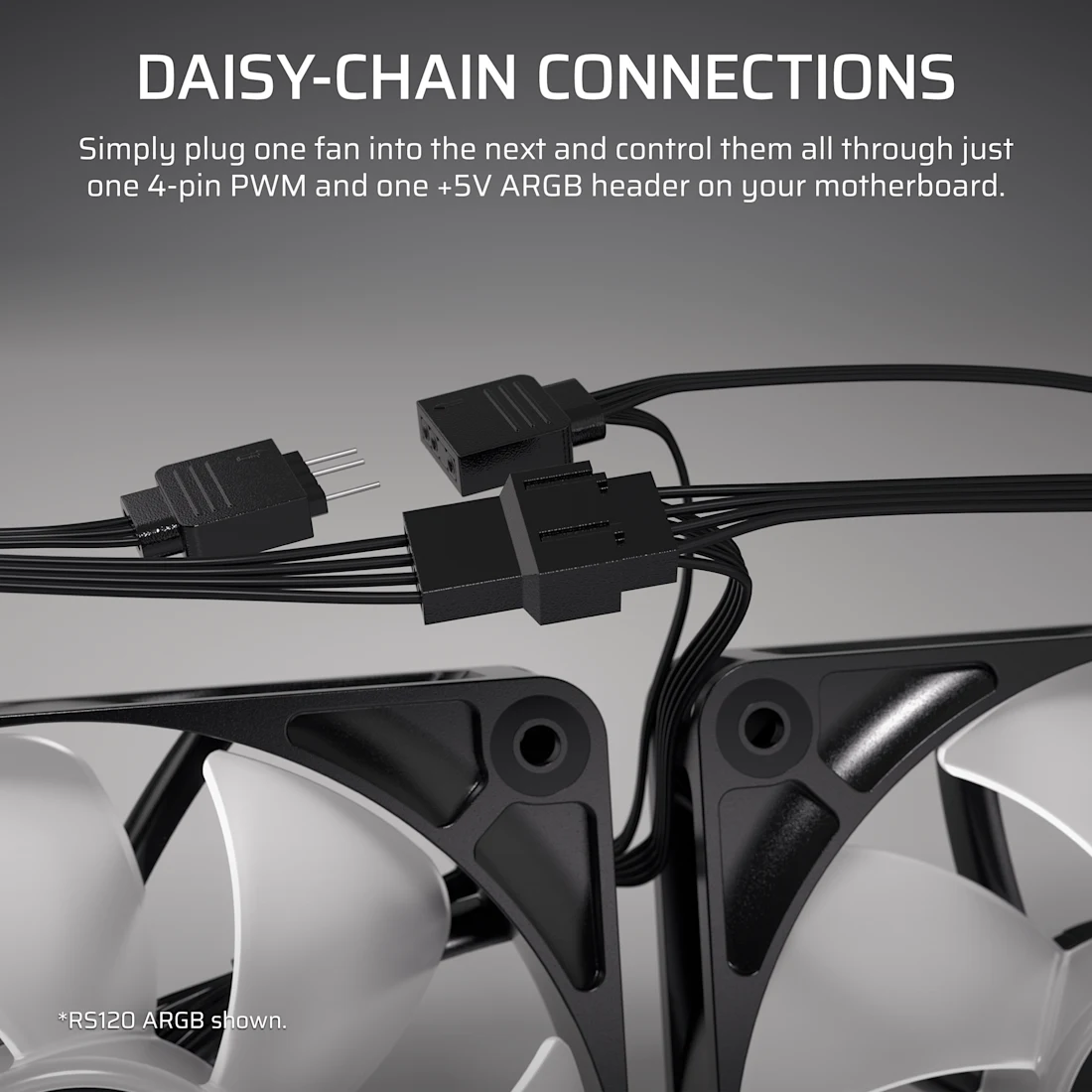 Corsair RS120-R Reverse Triple Pack Black (CO-9050196-WW) Fans - 3x120mm 2100RPM Static Pressure RGB Fan, Daisy Chain 4 Pin PWM, +5V ARGB Connections 5 Corsair RS120-R Reverse Triple Pack Black (CO-9050196-WW) Fans - 3x120mm 2100RPM Static Pressure RGB Fan, Daisy Chain 4 Pin PWM, +5V ARGB Connections - Ảnh 5