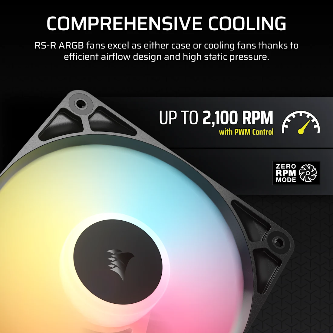 Corsair RS120-R Reverse Triple Pack Black (CO-9050196-WW) Fans - 3x120mm 2100RPM Static Pressure RGB Fan, Daisy Chain 4 Pin PWM, +5V ARGB Connections 6 Corsair RS120-R Reverse Triple Pack Black (CO-9050196-WW) Fans - 3x120mm 2100RPM Static Pressure RGB Fan, Daisy Chain 4 Pin PWM, +5V ARGB Connections - Ảnh 6