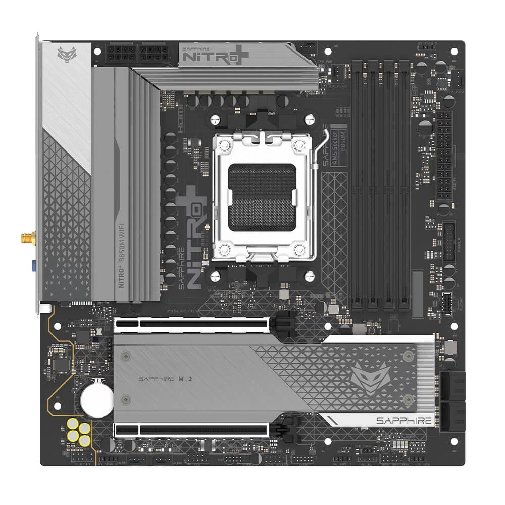 SAPPHIRE NITRO+ B850M WIFI – Socket AM5 Mainboard 2 SAPPHIRE NITRO+ B850M WIFI – Socket AM5 Mainboard - Ảnh 2