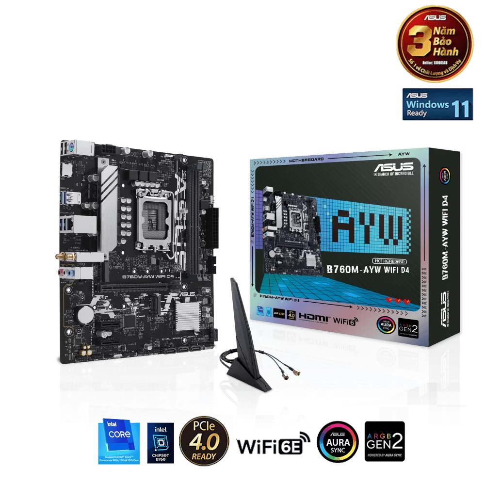 ASUS B760M-AYW D4 WIFI Mainboard 1 ASUS B760M-AYW D4 WIFI Mainboard