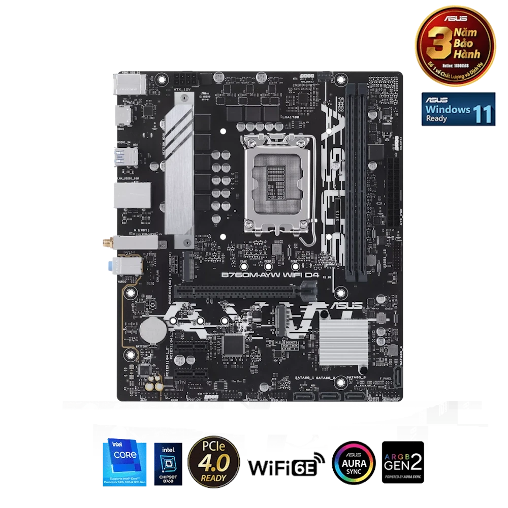 ASUS B760M-AYW D4 WIFI Mainboard 2 ASUS B760M-AYW D4 WIFI Mainboard - Ảnh 2