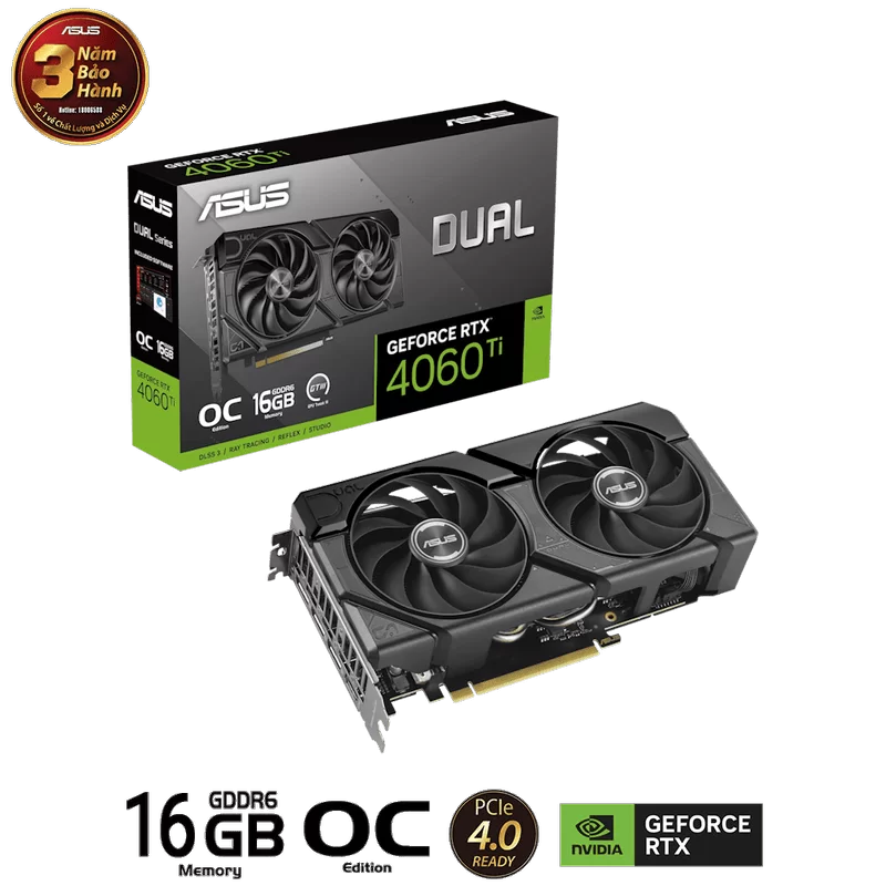 ASUS Dual GeForce RTX 4060Ti OC Edition 8GB GDDR6 (DUAL-RTX4060Ti-O8G) Graphics Card 2 ASUS Dual GeForce RTX 4060Ti OC Edition 8GB GDDR6 (DUAL-RTX4060Ti-O8G) Graphics Card - Ảnh 2
