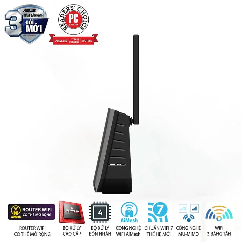 ASUS RT-BE92U AiMesh Extendable Router - BE9700 Tri-band AiMesh, 4x External antenna 8 ASUS RT-BE92U AiMesh Extendable Router - BE9700 Tri-band AiMesh, 4x External antenna - Ảnh 8