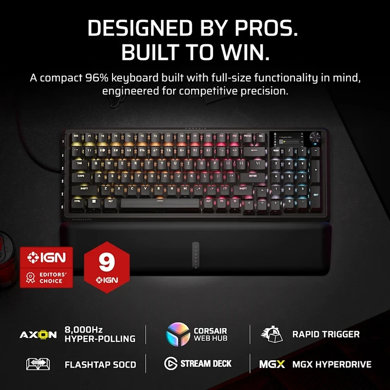 CORSAIR Vanguard Pro 96 HE RGB Hotswap SOCD - Corsair MGX Switch Gaming Keyboard 7 CORSAIR Vanguard Pro 96 HE RGB Hotswap SOCD - Corsair MGX Switch Gaming Keyboard - Ảnh 7