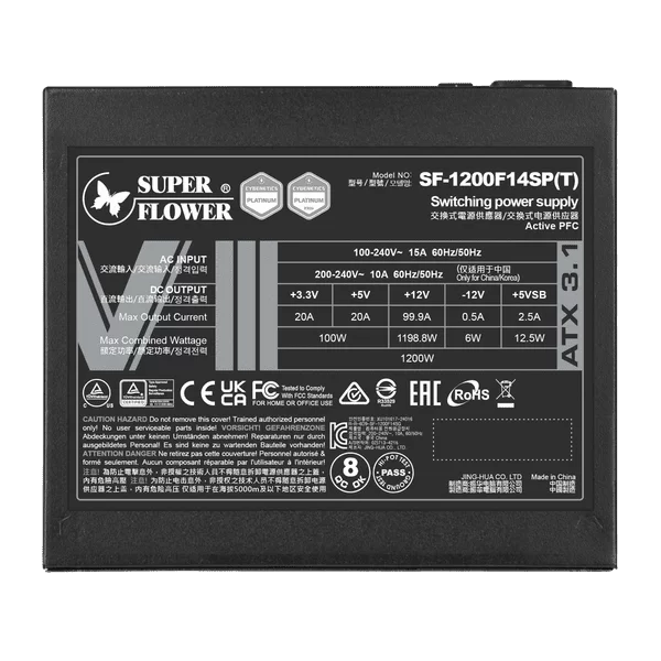 SuperFlower Leadex VIII Platinum Pro 1200W ATX 3.1 Cybenetics Platinum SF-1200F14SP(T) PSU 11 SuperFlower Leadex VIII Platinum Pro 1200W ATX 3.1 Cybenetics Platinum SF-1200F14SP(T) PSU - Ảnh 11