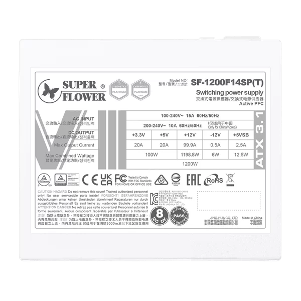 SuperFlower Leadex VIII Platinum Pro 1200W ATX 3.1 Cybenetics Platinum SF-1200F14SP(T) PSU 12 SuperFlower Leadex VIII Platinum Pro 1200W ATX 3.1 Cybenetics Platinum SF-1200F14SP(T) PSU - Ảnh 12