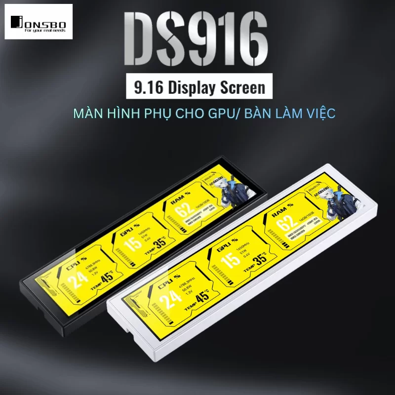 Màn hình JONSBO DS916 - IPS 9.16 inch (462 x 1920px), 300cd/m2, USB 1 Màn hình JONSBO DS916 - IPS 9.16 inch (462 x 1920px), 300cd/m2, USB