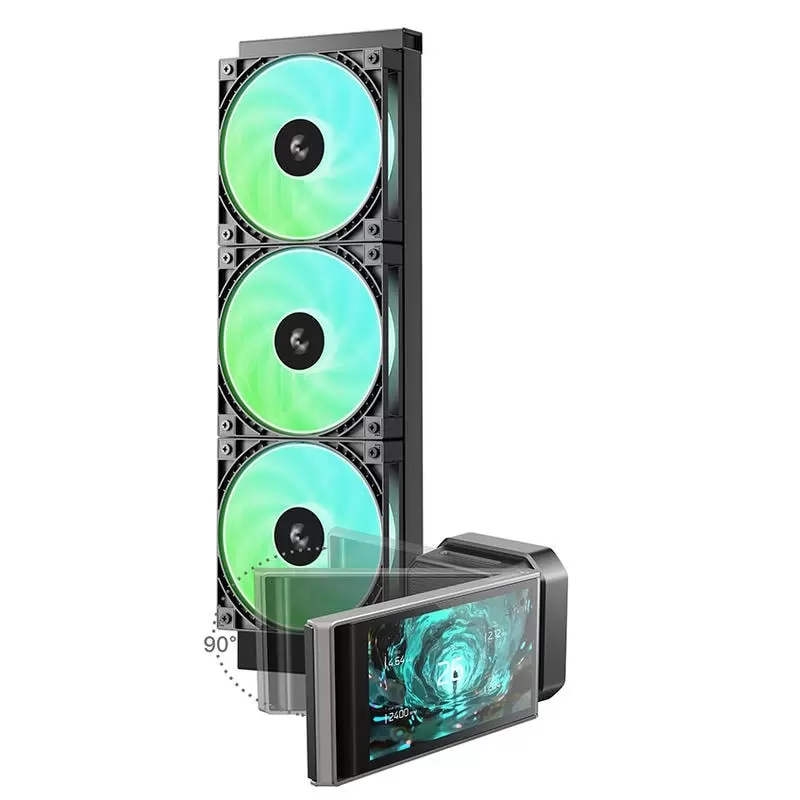 DeepCool LT360 VISION ARGB Black AIO Liquid CPU Cooler - 360mm Radiator, 3x120mm ARGB Fans, 4.5" IPS LCD Display, 6th Generation Pump, AM5 / LGA1700 Compatible 2 DeepCool LT360 VISION ARGB Black AIO Liquid CPU Cooler - 360mm Radiator, 3x120mm ARGB Fans, 4.5" IPS LCD Display, 6th Generation Pump, AM5 / LGA1700 Compatible - Ảnh 2