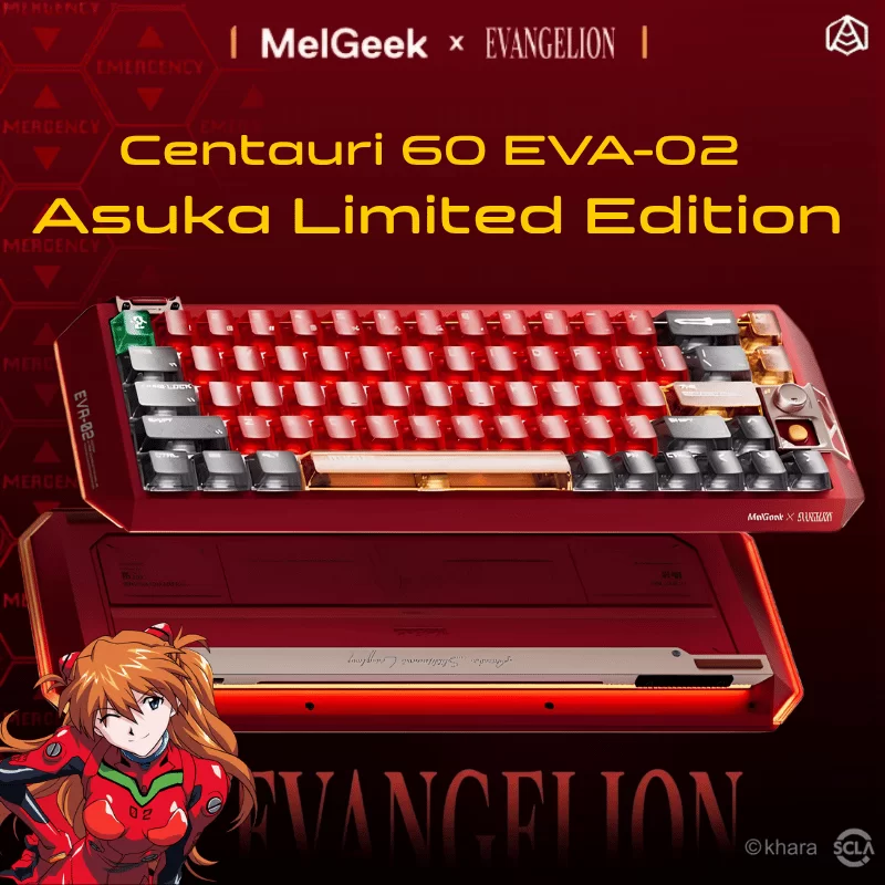MelGeek Evangelion Centauri 60 EVA-02 Asuka Limited Edition Gaming Keyboard - 60%, HE, CNC Al-case, Leaf-spring gasket mount 2 MelGeek Evangelion Centauri 60 EVA-02 Asuka Limited Edition Gaming Keyboard - 60%, HE, CNC Al-case, Leaf-spring gasket mount - Ảnh 2